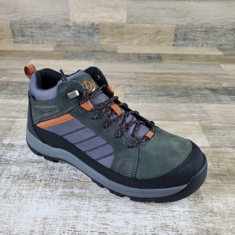 Danner Riverside Hiking Boots Sz 10 Gray Orange Leather Lace Up Mid Top Shoes